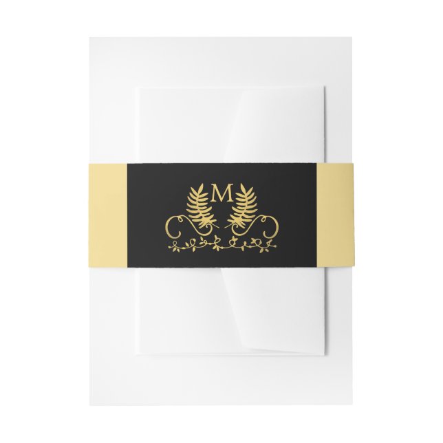 Bandeau De Faire-part Mariage d'emblème Floral d'or (Devant example)