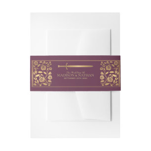 Bandeau De Faire-part Mariage d'épée d'or médiévale Mauve