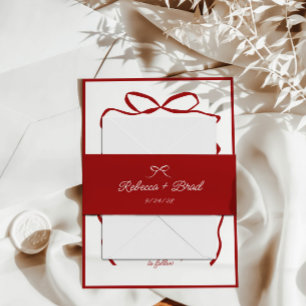 Bandeau De Faire-part Mariage d'esquisse de ruban à ruban à main rouge