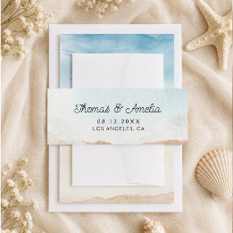 Bandeau De Faire-part Mariage d'été à l'aquarelle sur la plage
