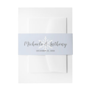 Bandeau De Faire-part Mariage d'hiver flocon de neige bleu poussiéreux