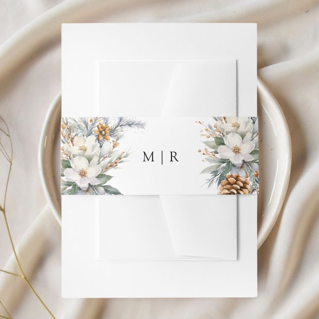 Bandeau De Faire-part Mariage d'hiver floral rustique (Créateur téléchargé)