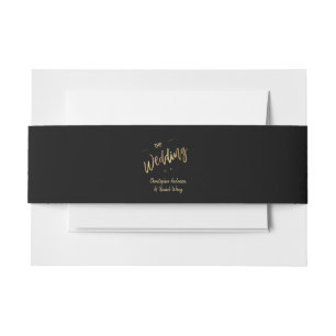 Bandeau De Faire-part Mariage d'or de script minimaliste noir personnali