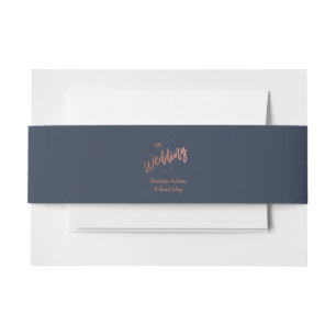 Bandeau De Faire-part Mariage d'or Rose de script simple
