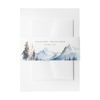 Bandeau De Faire-part Mariage du paysage de neige hivernale du lac Mount