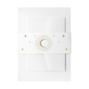 Bandeau De Faire-part Mariage Éclat de Soleil Céleste Lune Étoiles Blanc