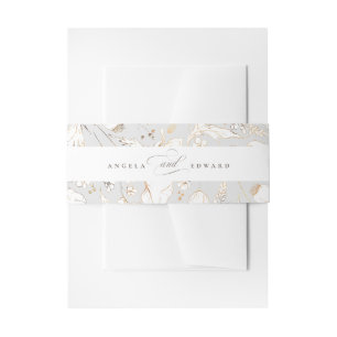 Bandeau De Faire-part Mariage élégant à la main Fleur sauvage gris clair