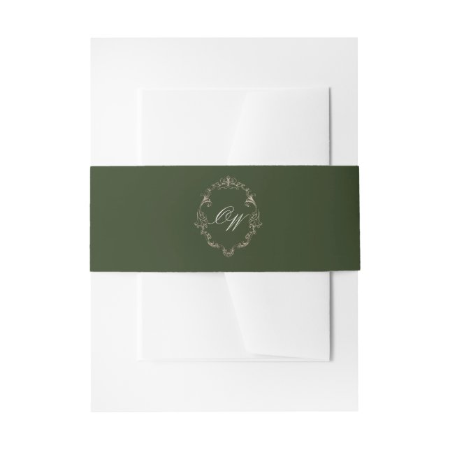 Bandeau De Faire-part Mariage élégant à monogramme vert olive (Devant example)