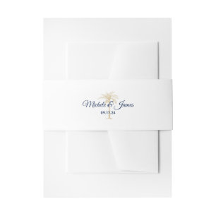Bandeau De Faire-part Mariage Élégant Arbre à Palmes Or Blanc Navy Moder