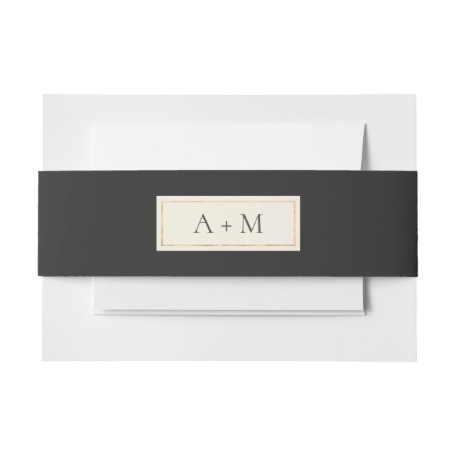 Bandeau De Faire-part Mariage élégant avec monogramme noir (Devant Example)