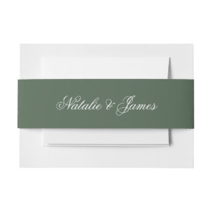 Bandeau De Faire-part Mariage élégant Blanc Émeraude Vert Ancien Argent