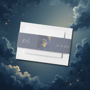 Bandeau De Faire-part mariage élégant bleu galaxie ciel
