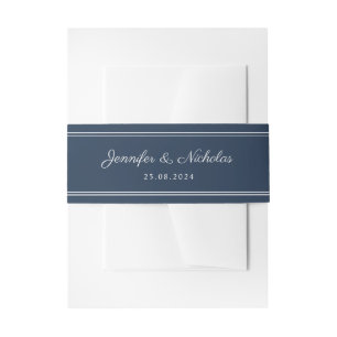 Bandeau De Faire-part Mariage élégant bleu marine écriture