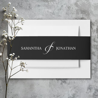 Bandeau De Faire-part Mariage Élégant Calligraphie Noir et Blanc