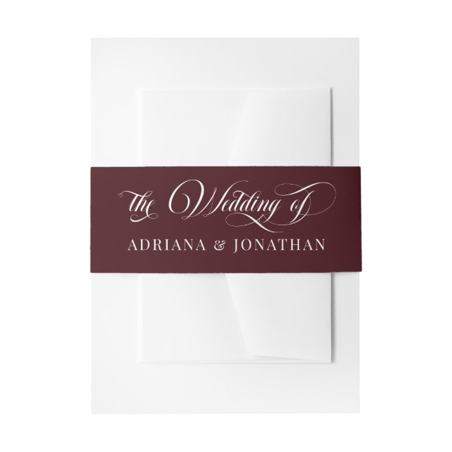 Bandeau De Faire-part Mariage Élégant Calligraphie Rouge Vin (Devant example)