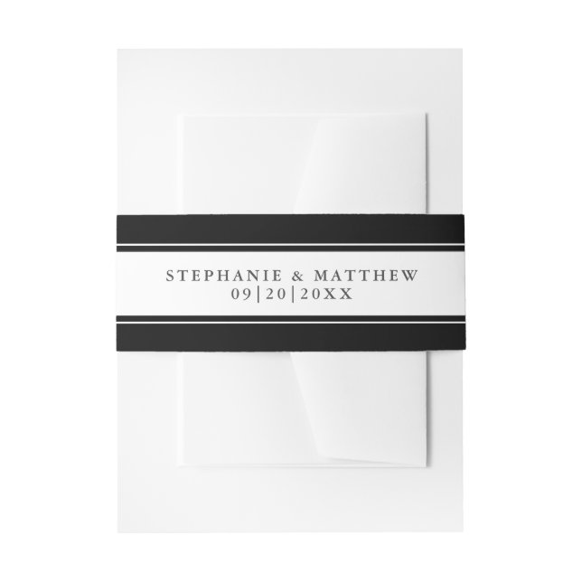 Bandeau De Faire-part Mariage Élégant Chic Bordure Noire (Devant example)