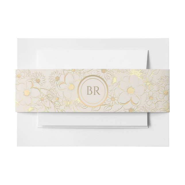 Bandeau De Faire-part Mariage Élégant Crème et Or (Devant Example)