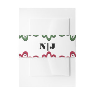 Bandeau De Faire-part Mariage élégant de fête verte et rouge en dentelle