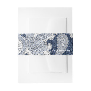 Bandeau De Faire-part Mariage élégant en jean et dentelle blanche
