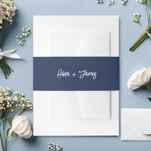 Bandeau De Faire-part Mariage élégant et tendance bleu marine et blanc