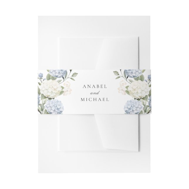 Bandeau De Faire-part Mariage Élégant Fleur Hydrangea Bleu Verdure (Devant example)