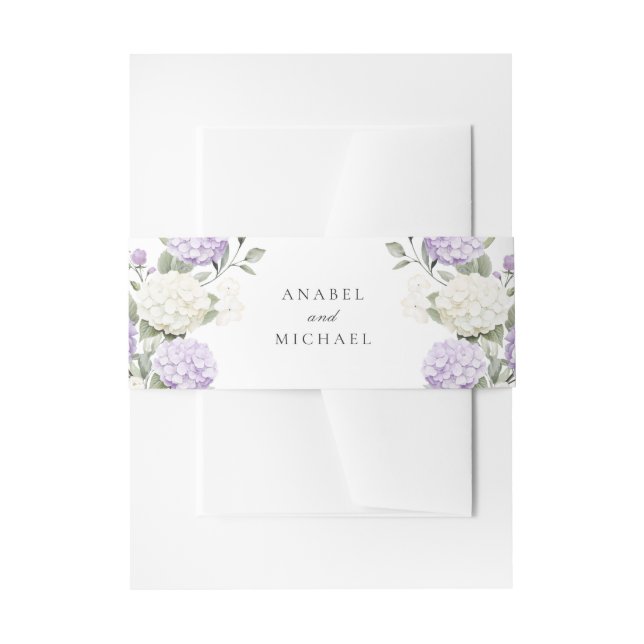 Bandeau De Faire-part Mariage Élégant Fleurs Hydrangea Violet Verdure (Devant example)