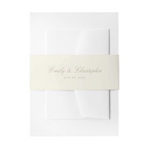Bandeau De Faire-part Mariage Élégant Ivoire Noms Classiques et Date