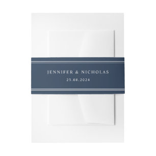 Bandeau De Faire-part Mariage élégant moderne bleu marine