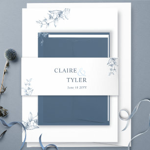 Bandeau De Faire-part Mariage Élégant Moderne et Minimal Bleu