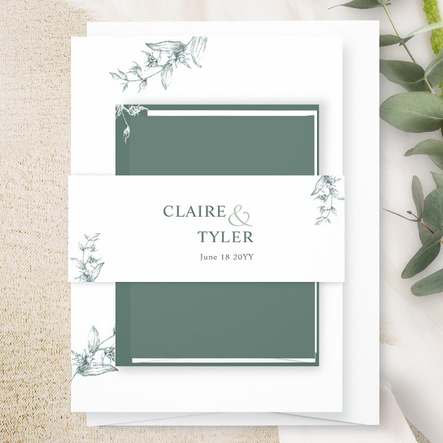 Bandeau De Faire-part Mariage élégant moderne et minimal vert (Créateur téléchargé)