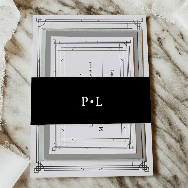Bandeau De Faire-part Mariage Élégant Monogramme (Créateur téléchargé)