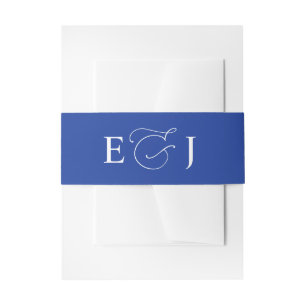 Bandeau De Faire-part Mariage élégant Monogramme Bleu Royal