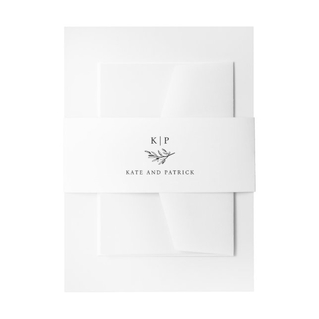 Bandeau De Faire-part Mariage Élégant Monogramme Feuillage (Devant example)