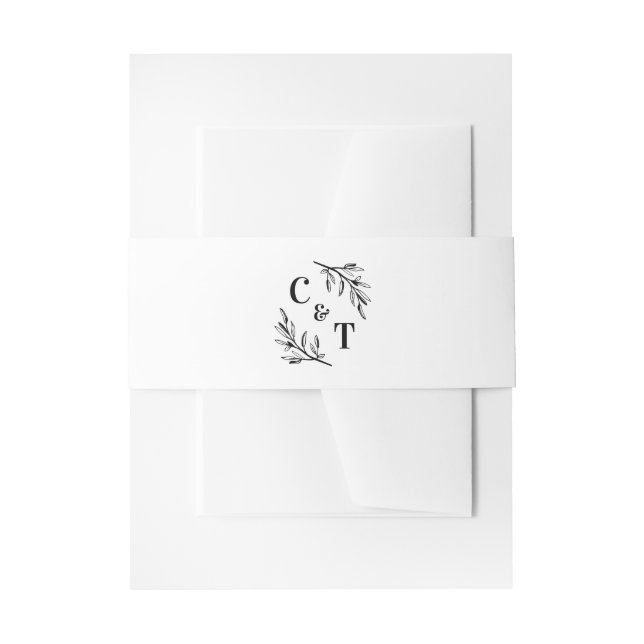 Bandeau De Faire-part Mariage Élégant Monogramme Feuillage (Devant example)