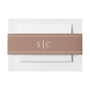 Bandeau De Faire-part Mariage Élégant Monogramme Moderne Simple Brun