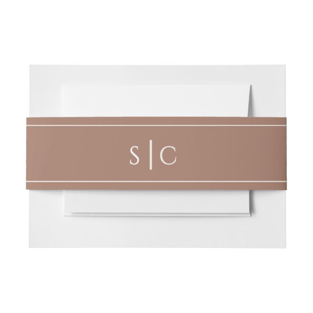 Bandeau De Faire-part Mariage Élégant Monogramme Moderne Simple Brun (Devant Example)