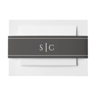 Bandeau De Faire-part Mariage élégant Monogramme moderne Simple Noir dou