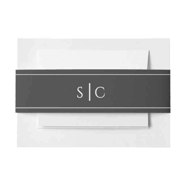 Bandeau De Faire-part Mariage élégant Monogramme moderne Simple Noir dou (Devant Example)