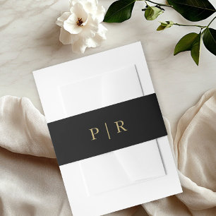 Bandeau De Faire-part Mariage élégant monogramme or noir