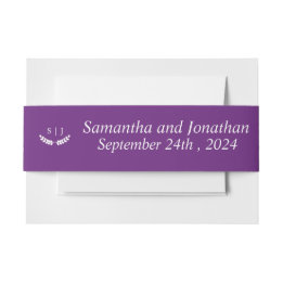 Bandeau De Faire-part Mariage Élégant Monogramme Ton de Bijou Violet
