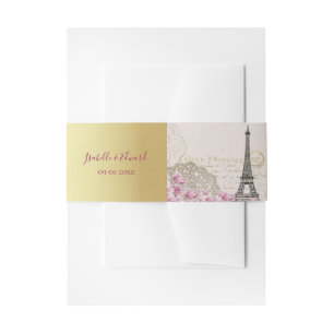 Bandeau De Faire-part Mariage élégant or vintage Paris tour Eiffel