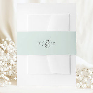 Bandeau De Faire-part Mariage Élégant Simple Monogramme Pastel Mint