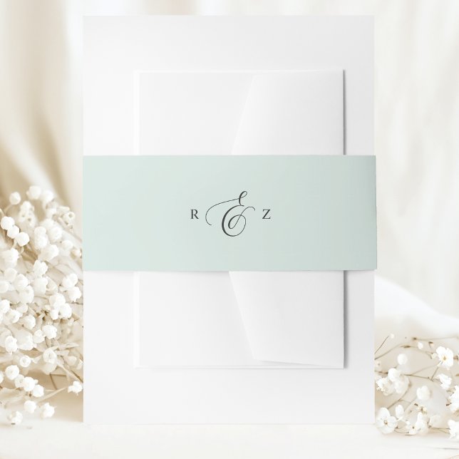 Bandeau De Faire-part Mariage Élégant Simple Monogramme Pastel Mint (Créateur téléchargé)