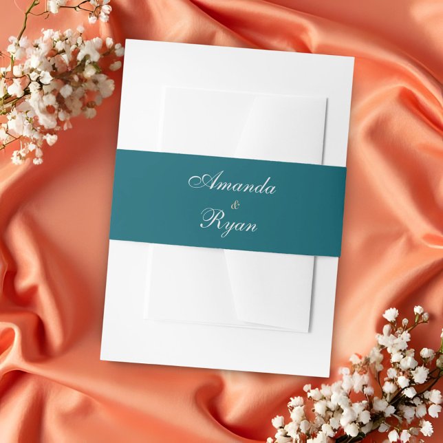 Bandeau De Faire-part Mariage élégant simple sarcelle script (Créateur téléchargé)