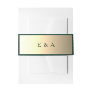 Bandeau De Faire-part Mariage Emerald et Gold Monogram
