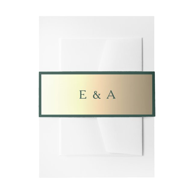 Bandeau De Faire-part Mariage Emerald et Gold Monogram (Devant example)