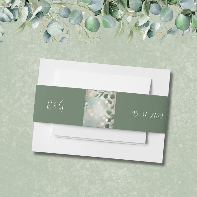 Bandeau De Faire-part Mariage Eucalyptus Vert Sage romantique (Créateur téléchargé)
