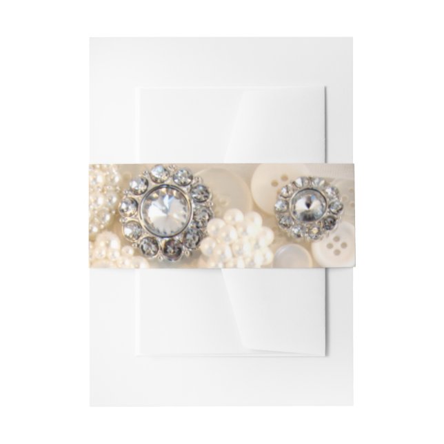 Bandeau De Faire-part Mariage Faux White Pearl and Diamond Buttons (Devant example)