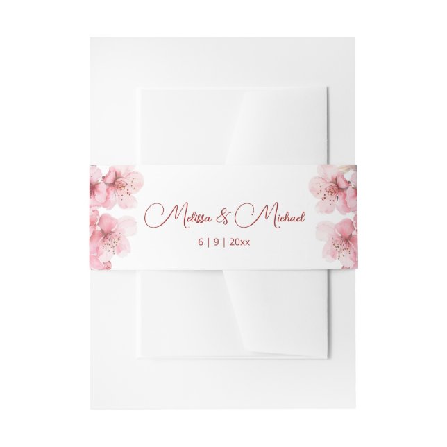 Bandeau De Faire-part Mariage Fleur de Cerisier Rose Blanc (Devant example)