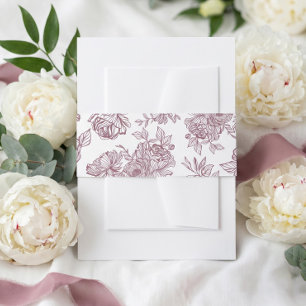 Bandeau De Faire-part Mariage Fleur De Peonie Rose Botanique Dessinée À